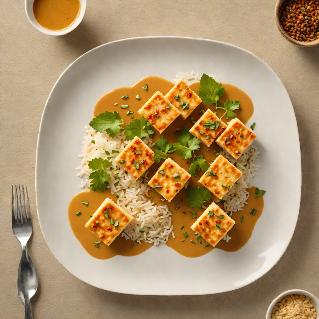 Pan-Fried Tofu with Spiced Coconut Curry Sauce