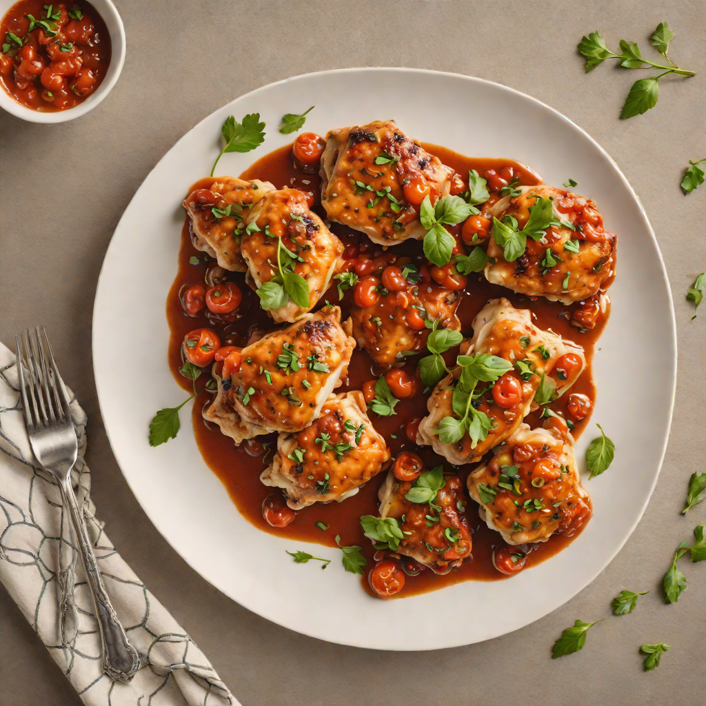 Pan-Seared Chicken Thighs with Roasted Tomato and Garlic Sauce