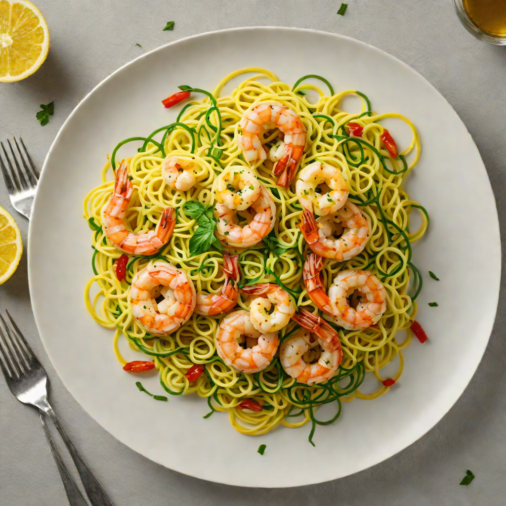 Sautéed Garlic Shrimp with Zucchini Noodles and Lemon-Chili Butter