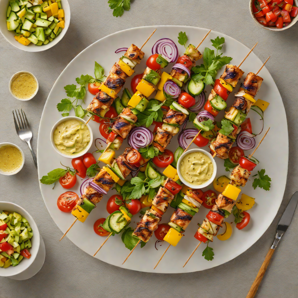 Grilled Herb-Marinated Chicken Skewers with Summer Vegetable Medley