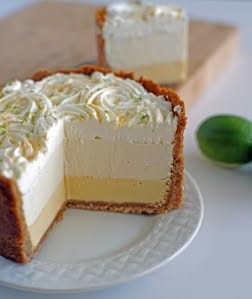 Layered Key Lime Pie with Graham Cracker Crust and Whipped Cream