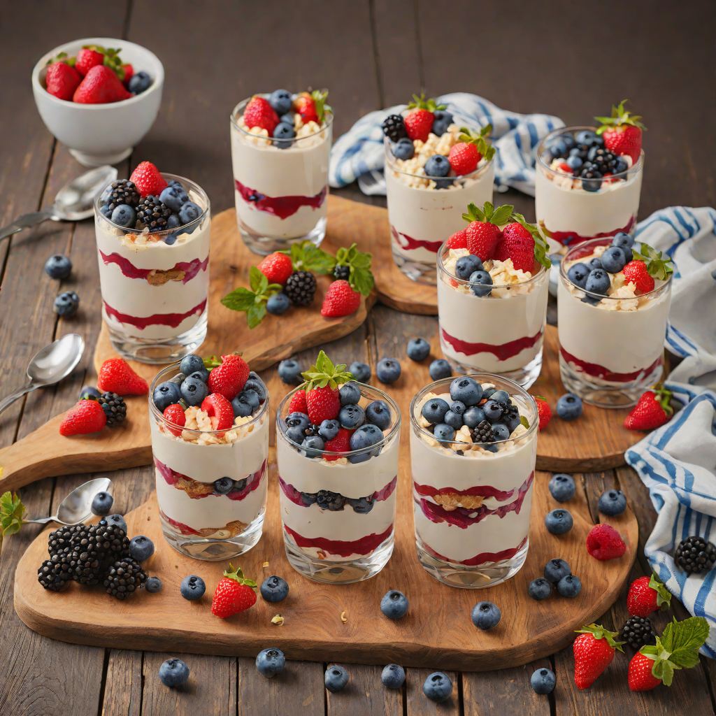 No-Bake Red, White & Blueberry Cheesecake Parfaits