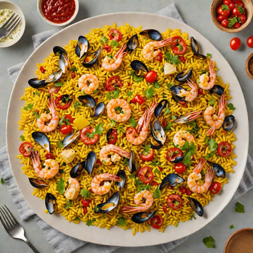 Saffron-Infused Seafood Paella with Chorizo
