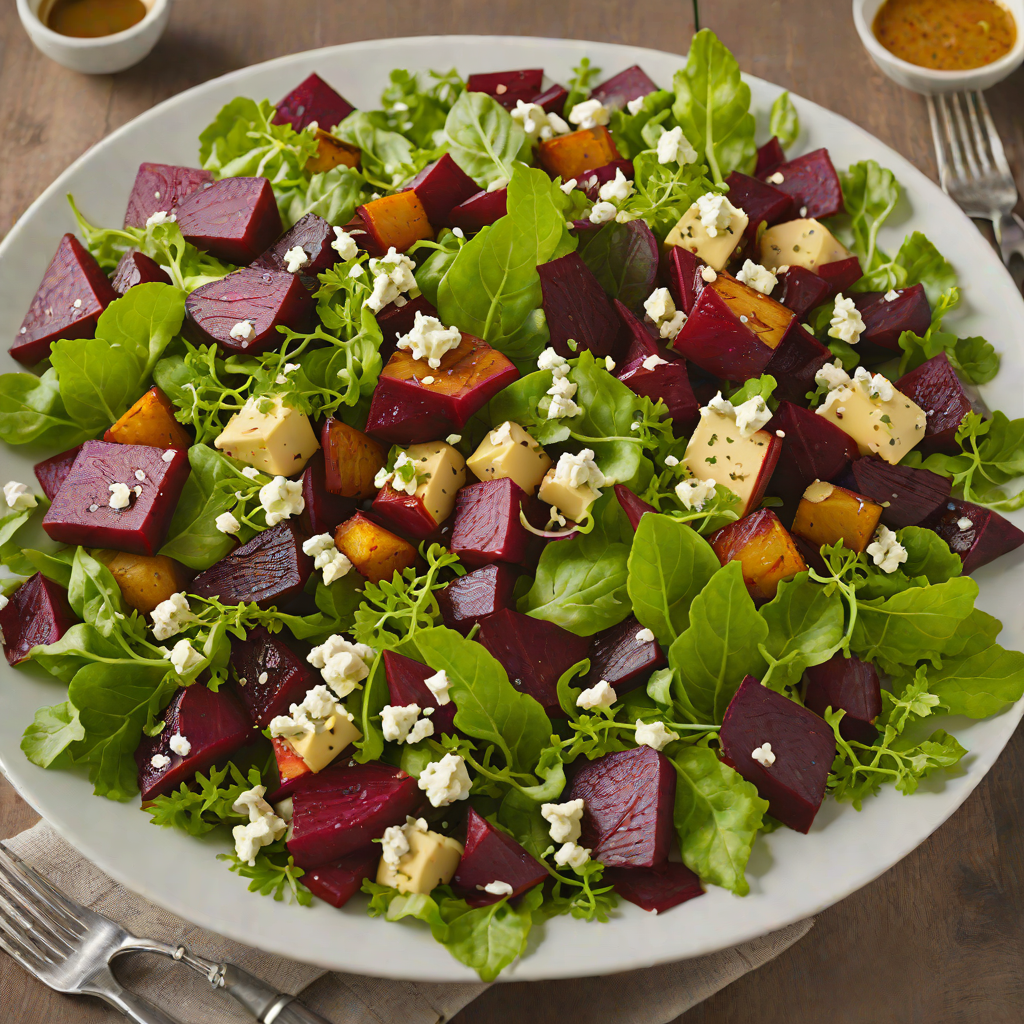 Roasted Beet and Blue Cheese Salad with White Balsamic Vinaigrette