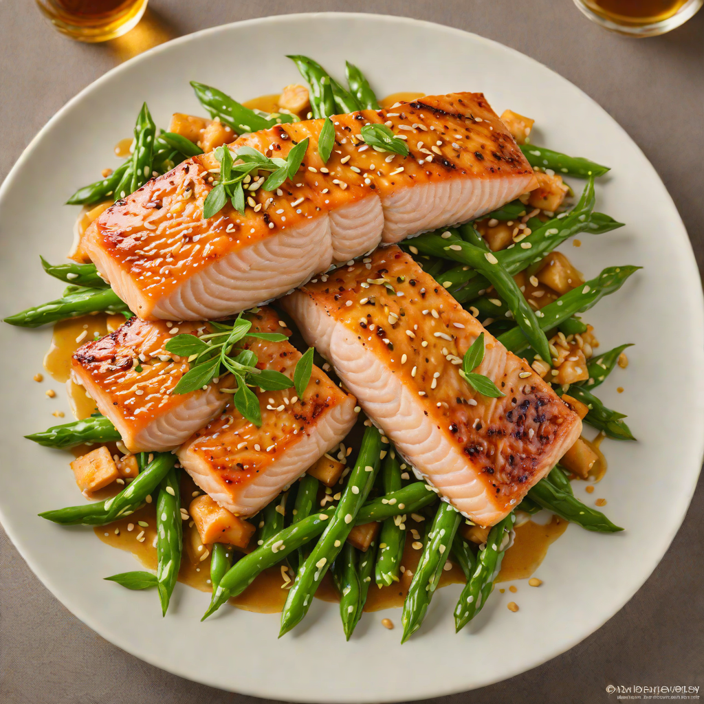 Pan-Roasted Salmon with Honey-Soy Glaze and Sesame Green Beans