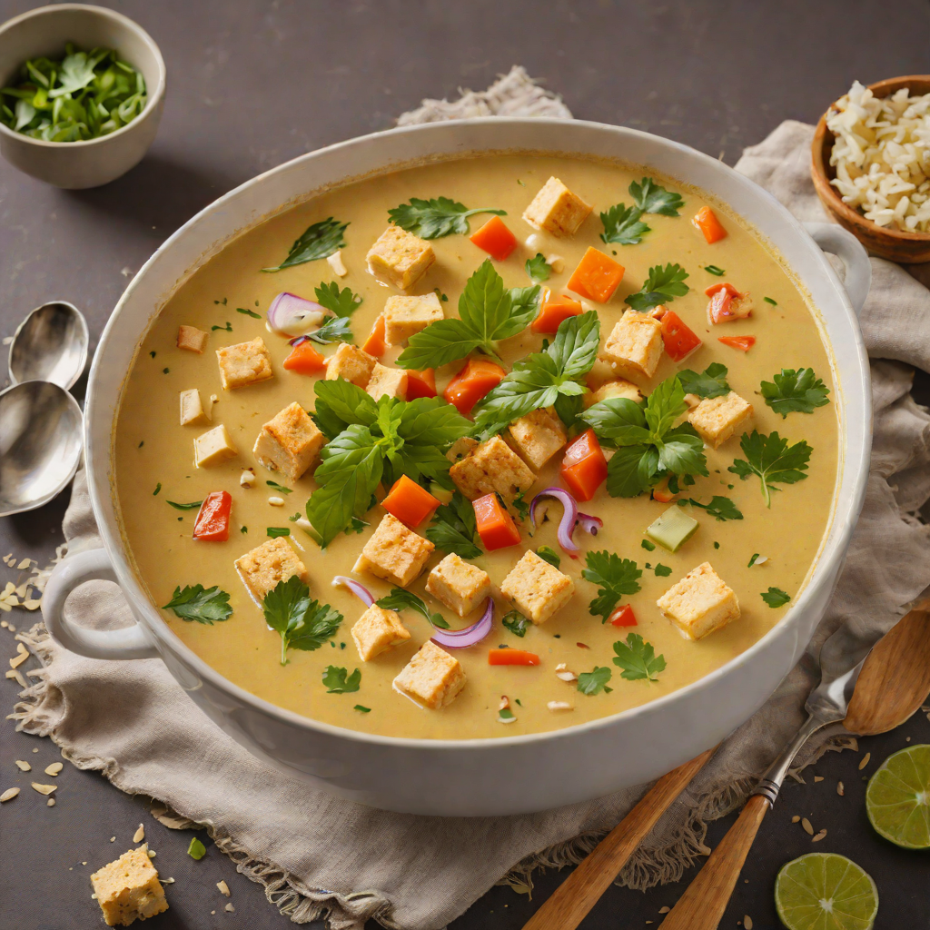 Quick Thai-Inspired Coconut Curry Soup with Tofu and Vegetables