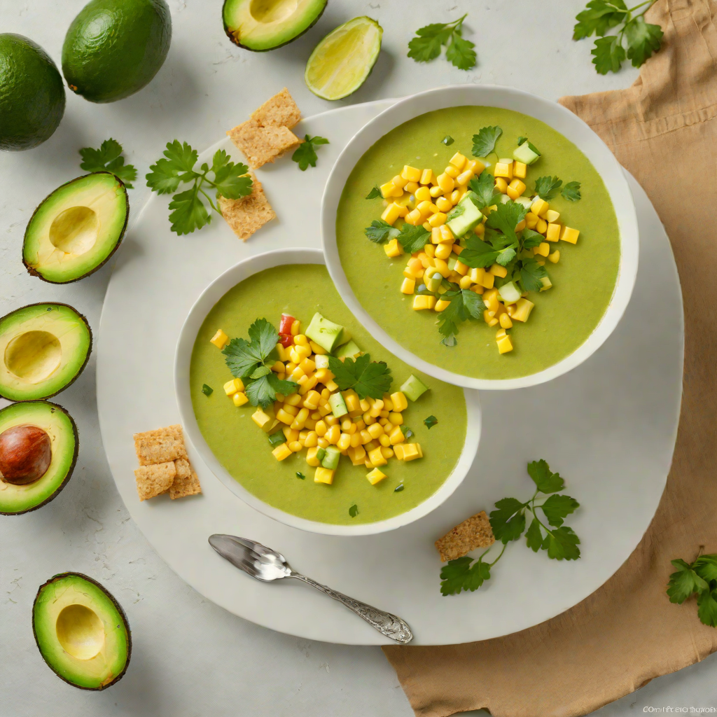 Chilled Avocado and Corn Gazpacho with Cilantro Lime