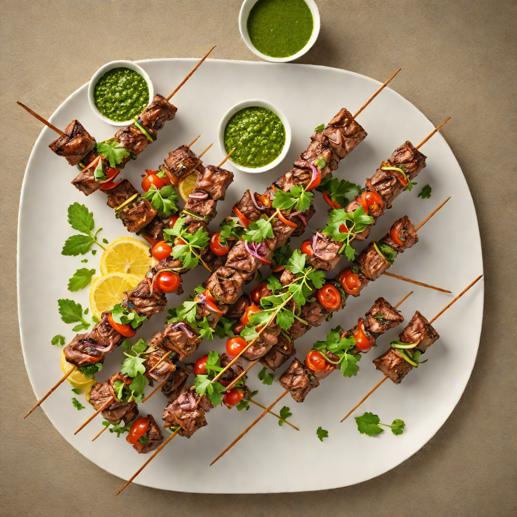 Grilled Mato Grosso Beef Skewers with Spiced Chimichurri