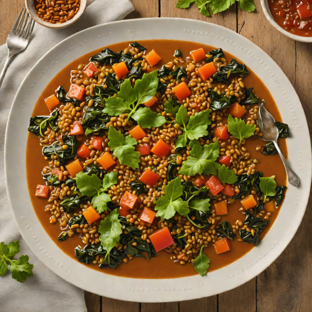 Berbere-Spiced Lentil Stew with Collard Greens and Tomato