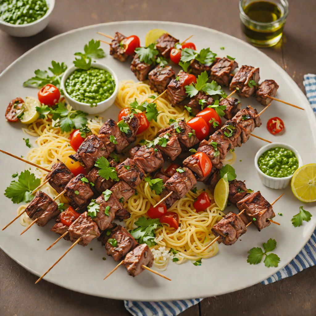 Grilled Mato Grosso-Style Beef Skewers with Spiced Chimichurri