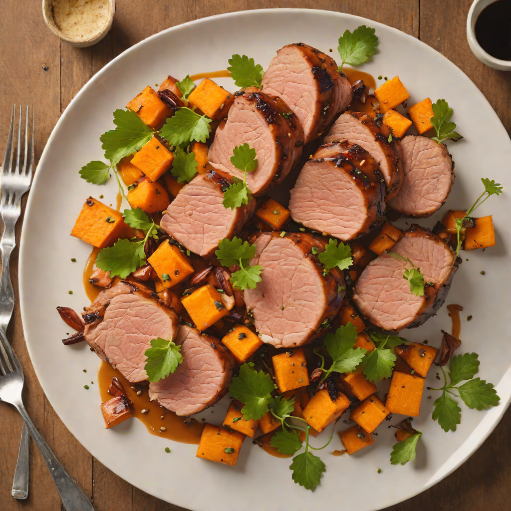 Pan-Roasted Pork with Guaraná-Glazed Sweet Potatoes