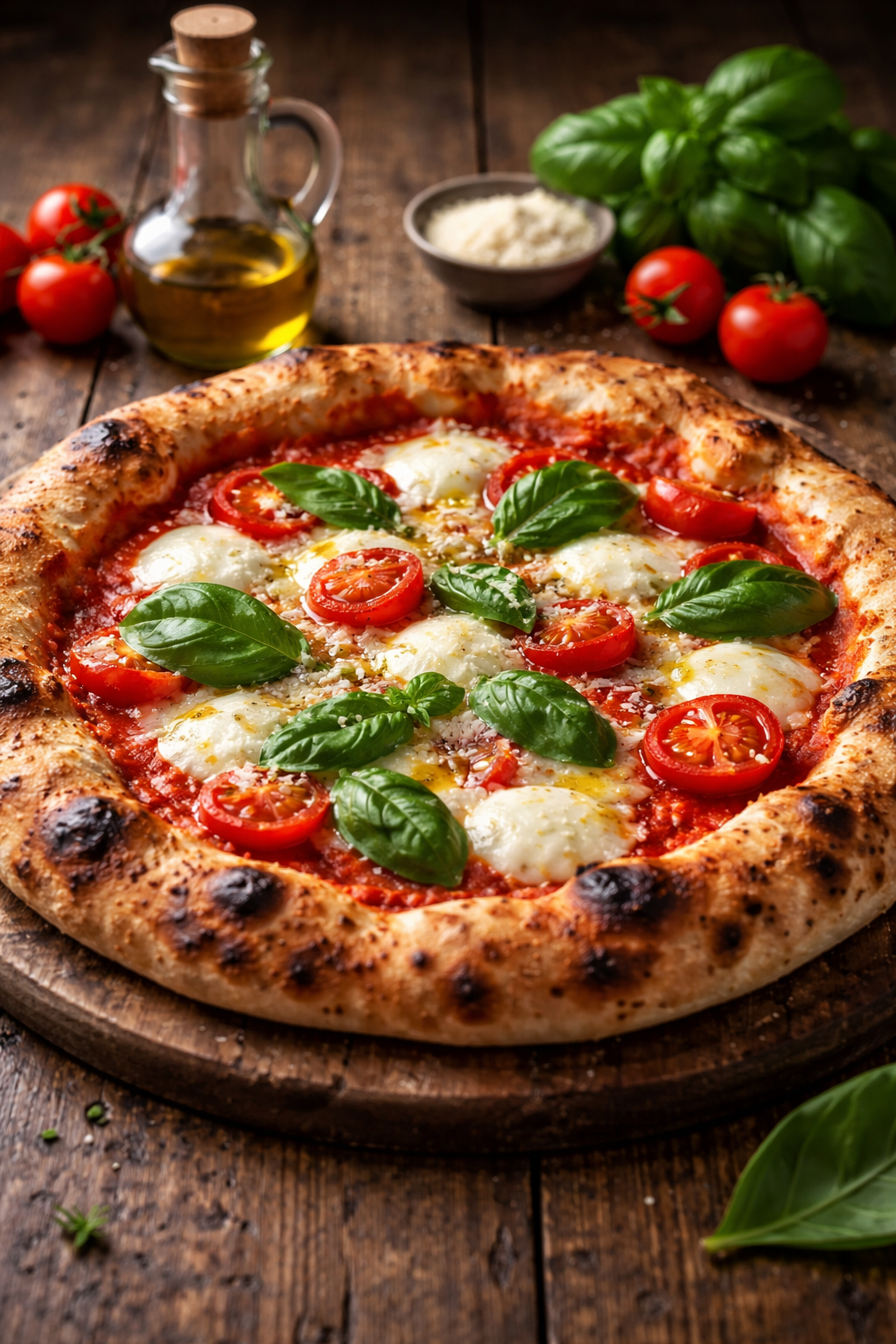 Hand-Tossed Neapolitan Pizza with Fresh Mozzarella and Basil