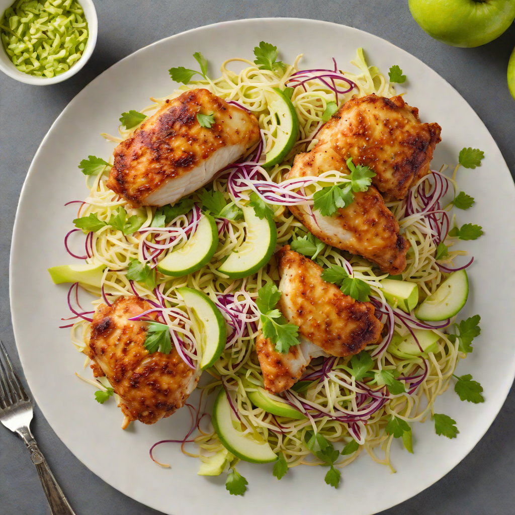 Crispy Pan-Seared Chicken with Tangy Green Apple Slaw