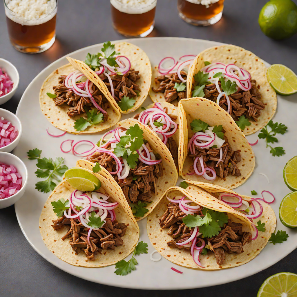 Beer-Braised Beef Tacos with Pickled Onions