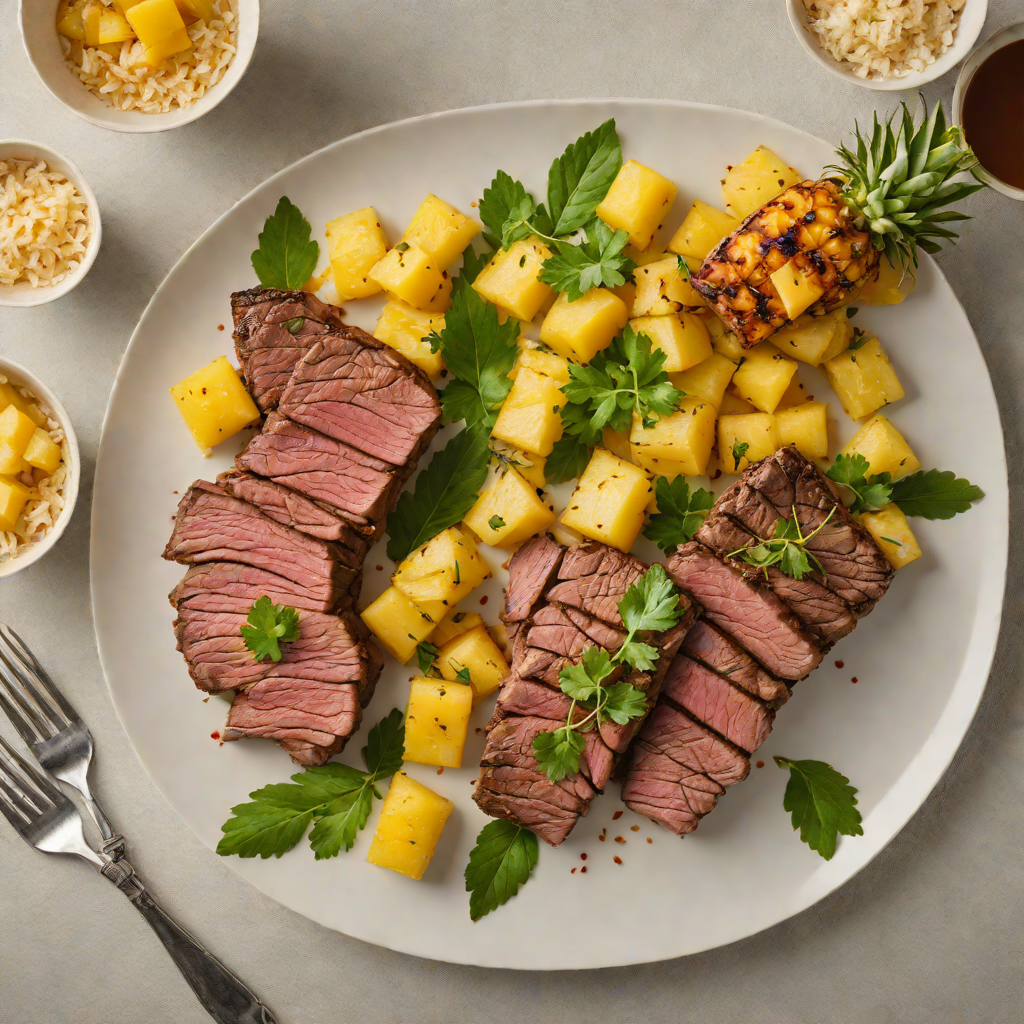 Sheet Pan Mato Grosso-Inspired Grilled Beef with Cassava and Pineapple