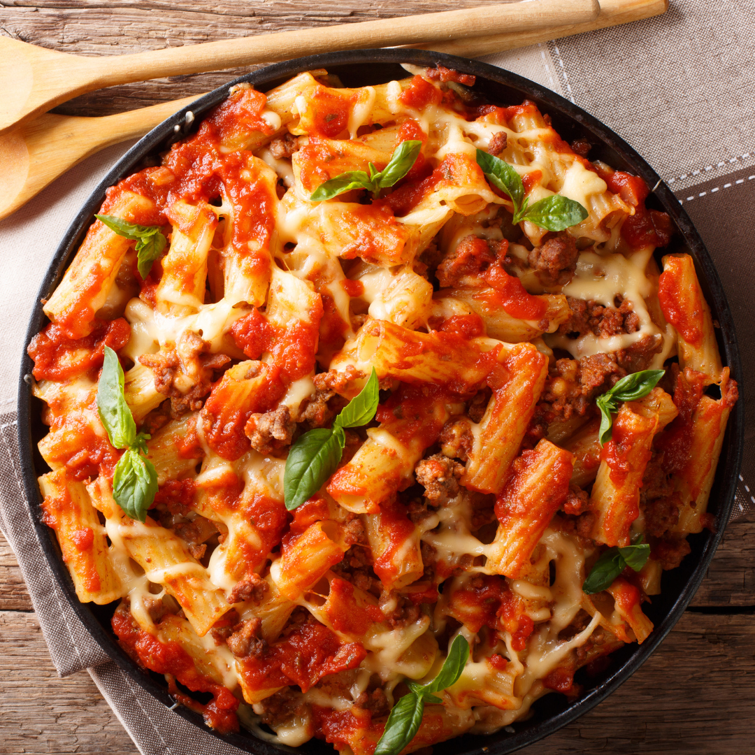 Bellevue-Bound Baked Ziti with Tomato Basil Sauce