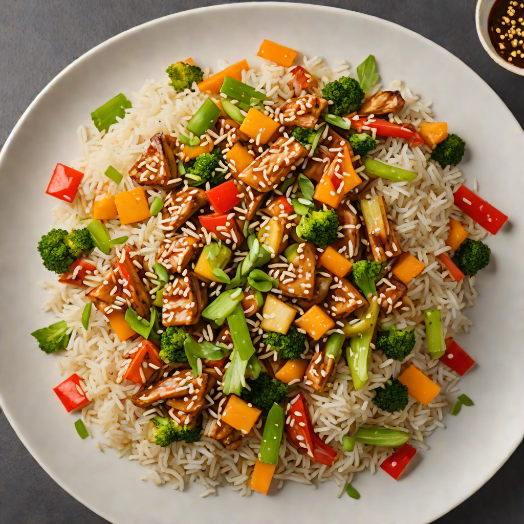 Vegetable Stir-Fry with Teriyaki Glaze and Rice