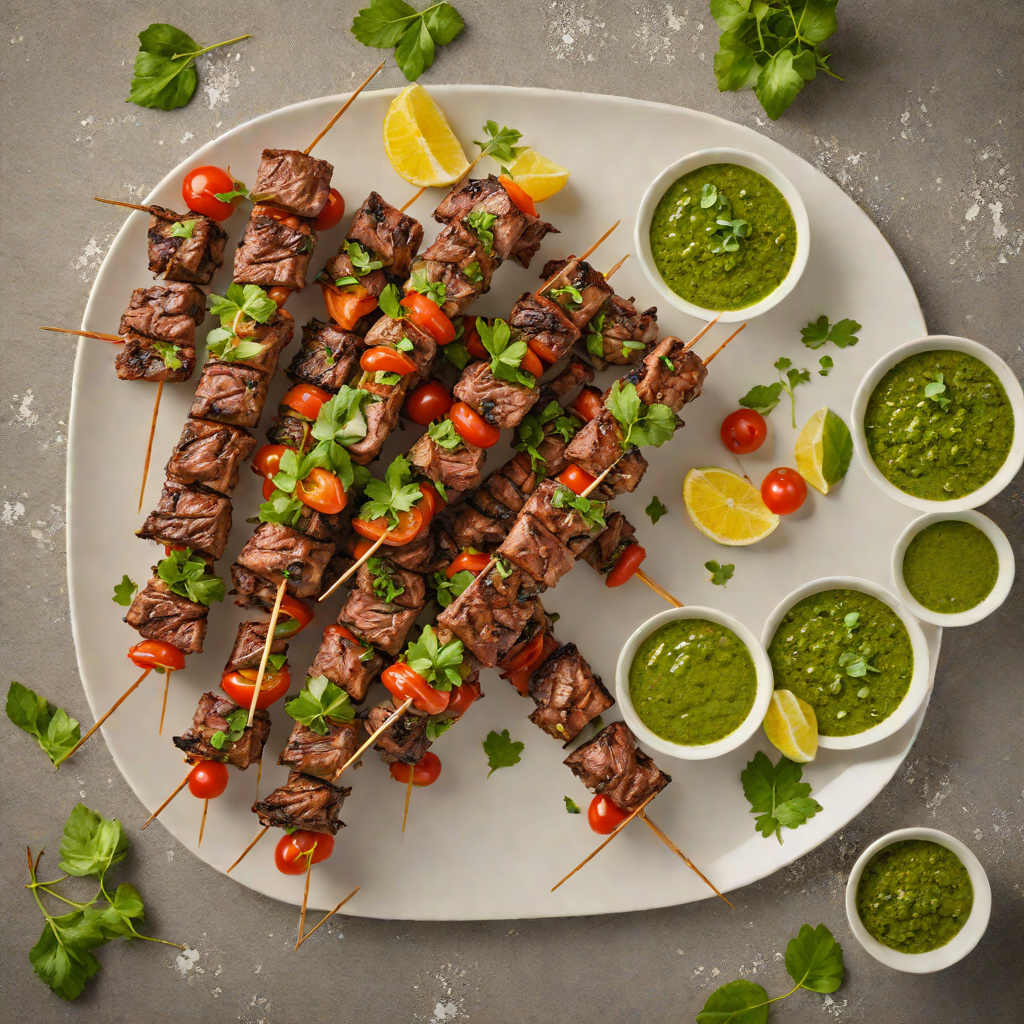 Mato Grosso-Style Grilled Beef Skewers with Chimichurri