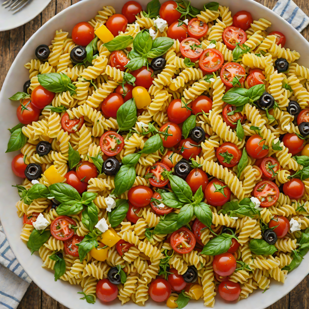 Tricolor Pasta Salad with Cherry Tomatoes and Basil