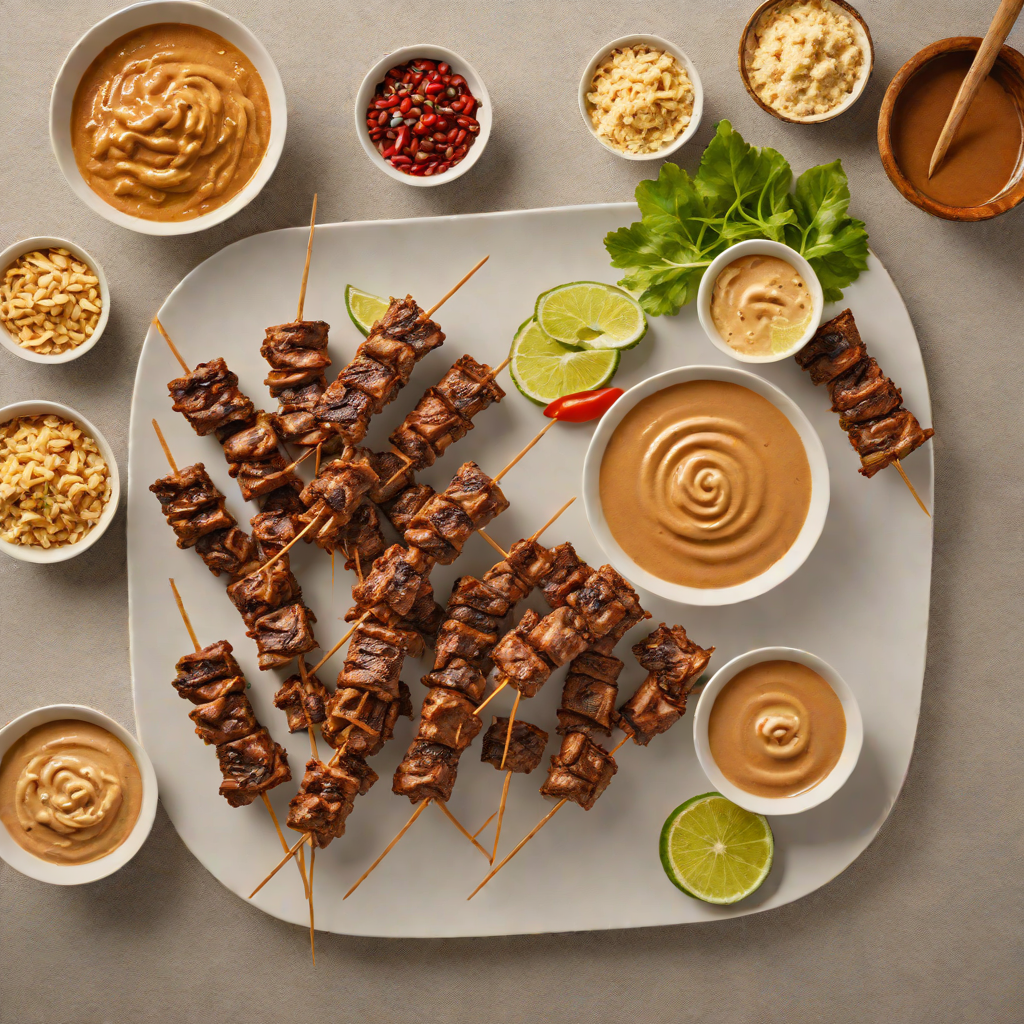 Grilled Suya-Spiced Beef Skewers with Peanut Dip