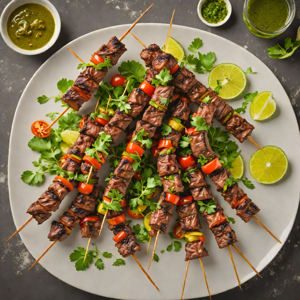 Grilled Brazilian Mato Grosso Beef Skewers with Chimichurri