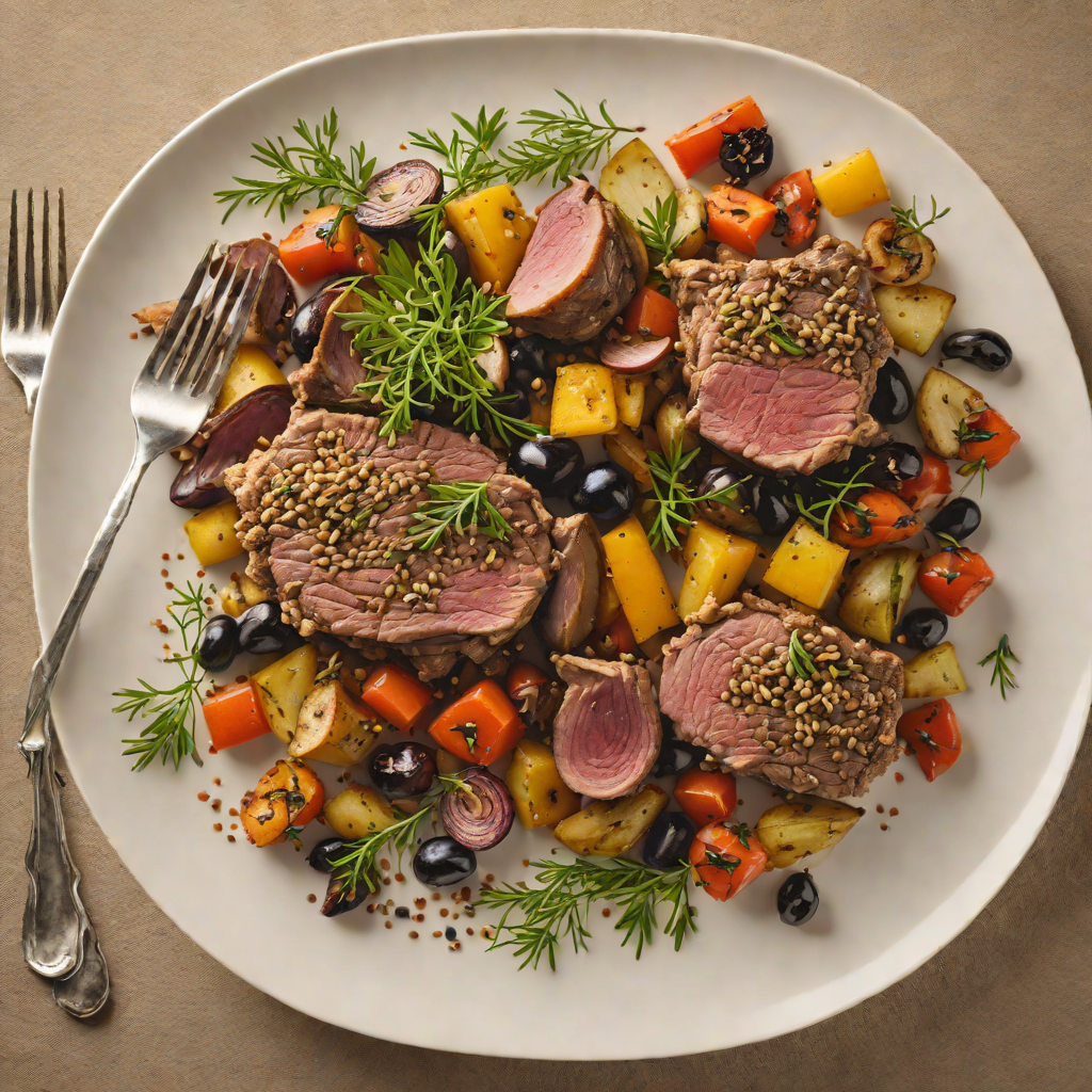 Slow-Roasted Lamb with Wattleseed and Roasted Vegetables