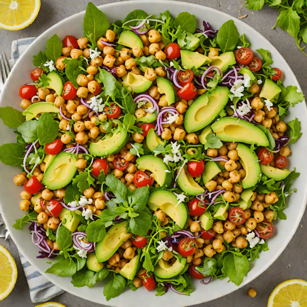 Chickpea and Avocado Mediterranean Salad with Lemon Dressing
