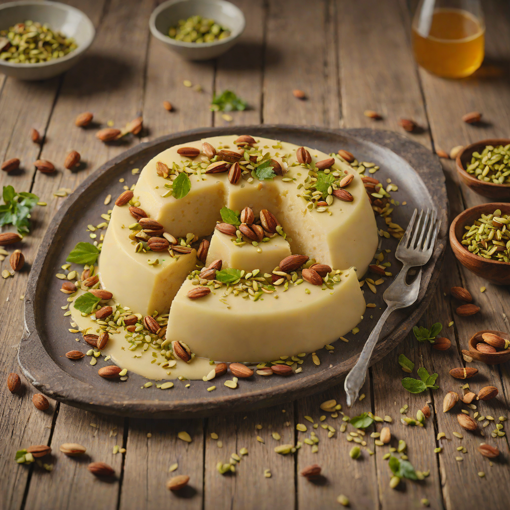 Honey Almond Semolina Pudding with Toasted Pistachios