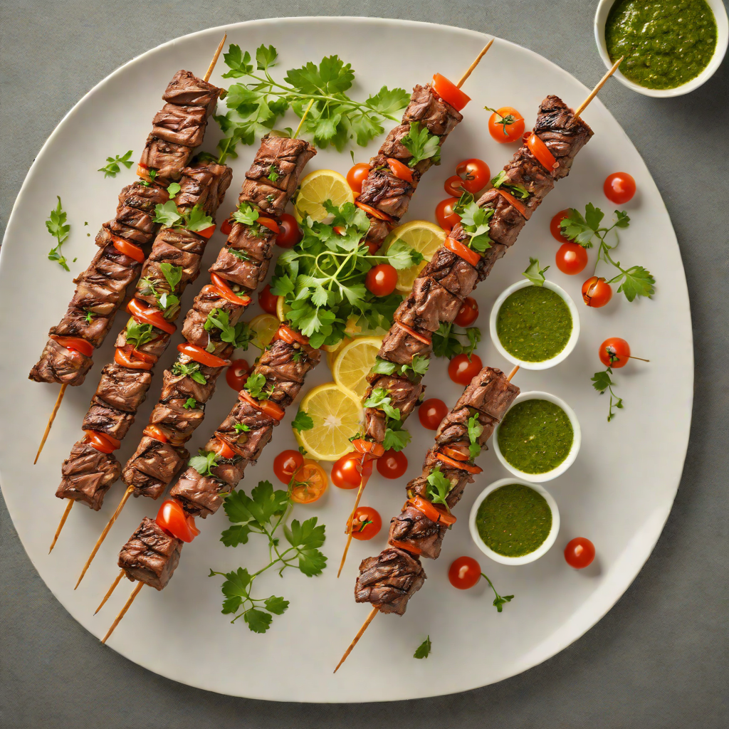 Grilled Mato Grosso-Style Beef Skewers with Chimichurri Sauce