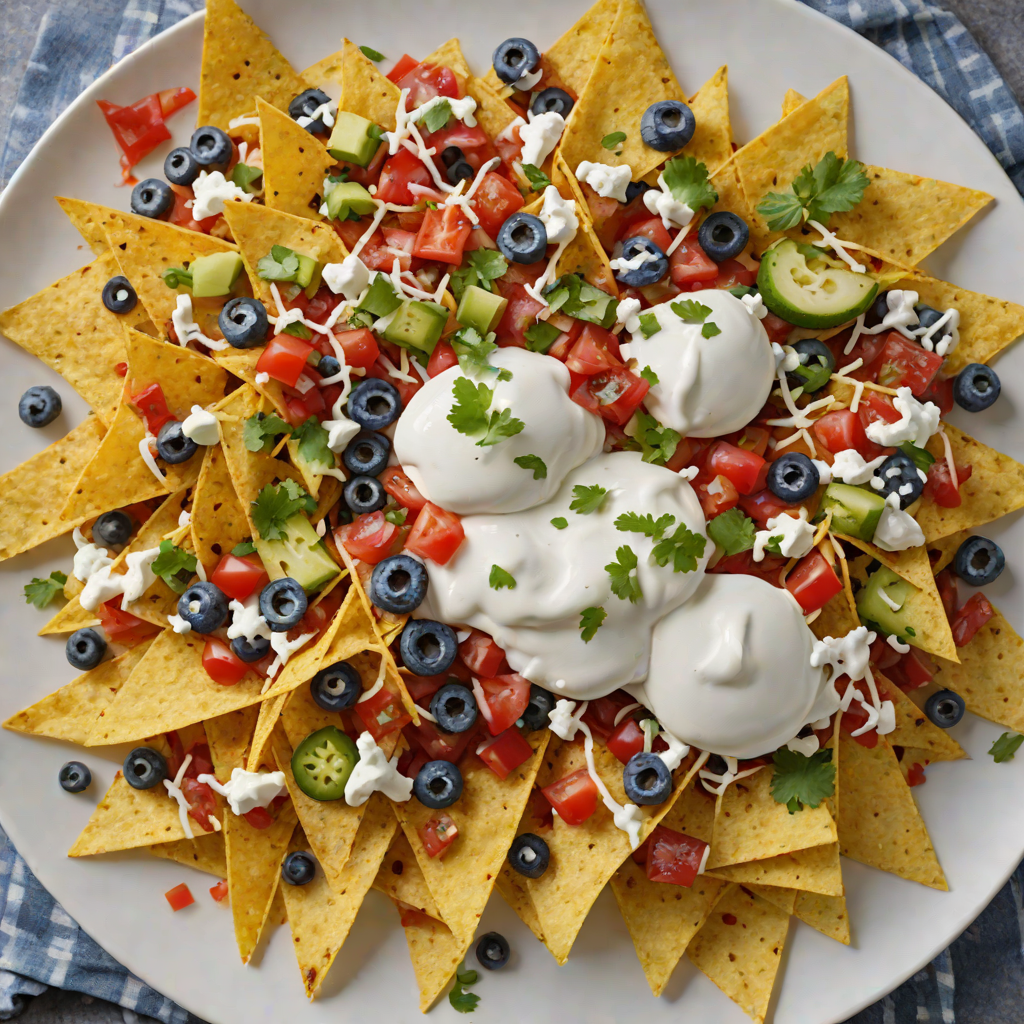 Nachos with Homemade Salsa and Sour Cream Drizzle
