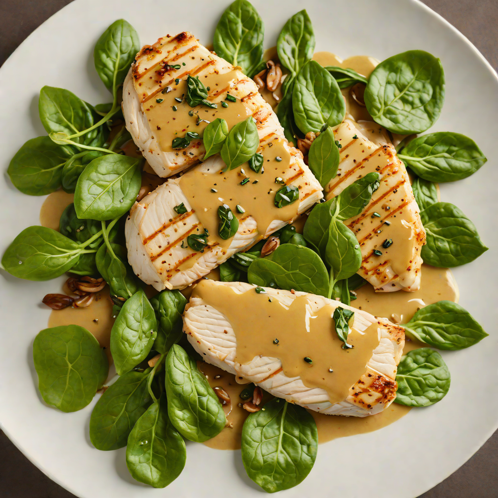 Sautéed Chicken Breast with Honey-Mustard Glaze and Baby Spinach