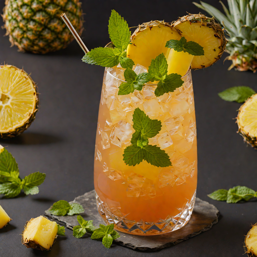 Tropical Velvet Rum Punch with Pineapple and Mint