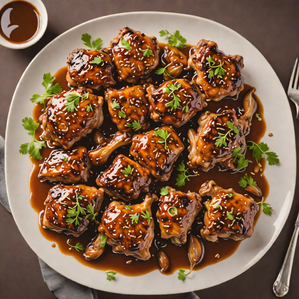 Honey-Glazed Bourbon Chicken Thighs with Roasted Garlic