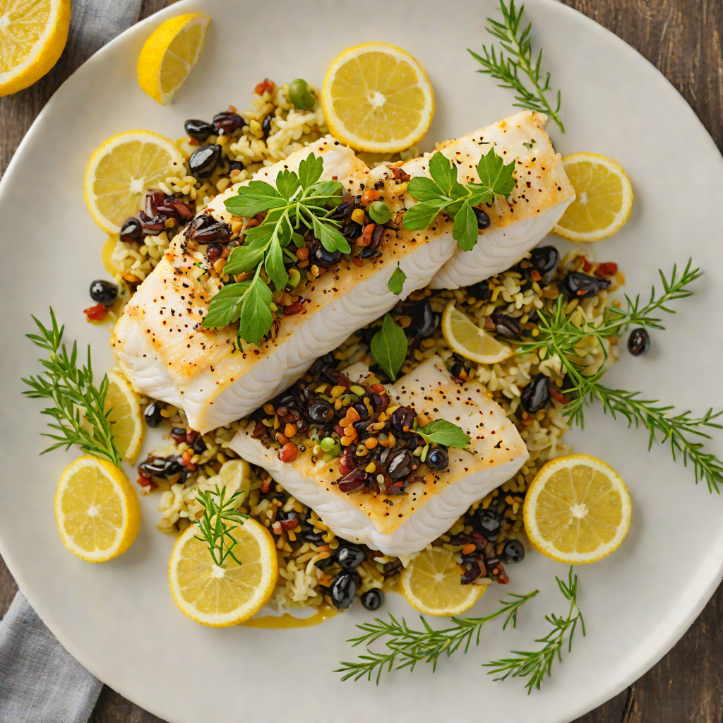 Baked Lemon-Herb Cod with Olive Tapenade