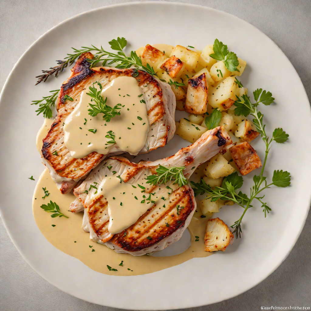 Pan-Roasted Pork Chops with Mustard and Thyme Cream Sauce