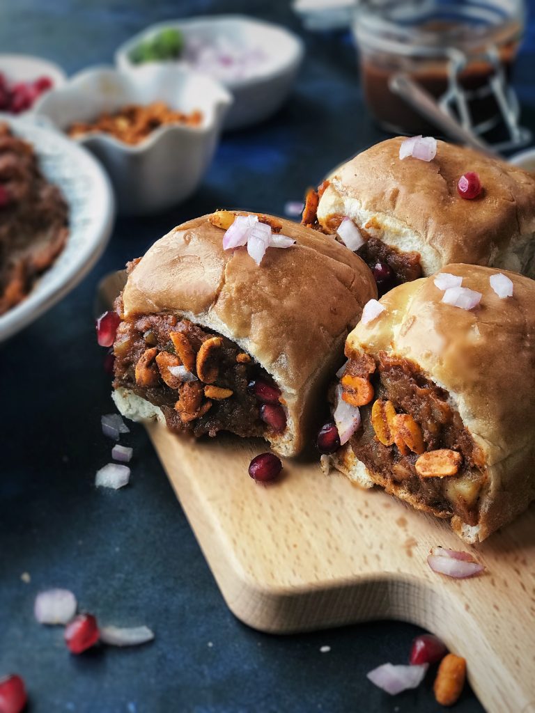 Tangy Dabeli Sandwich with Spiced Potato and Pomegranate