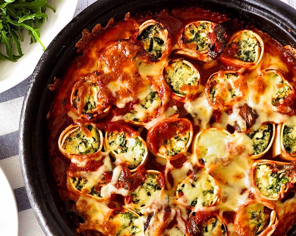 Baked Bolognese Rotolo with Ricotta and Mozzarella