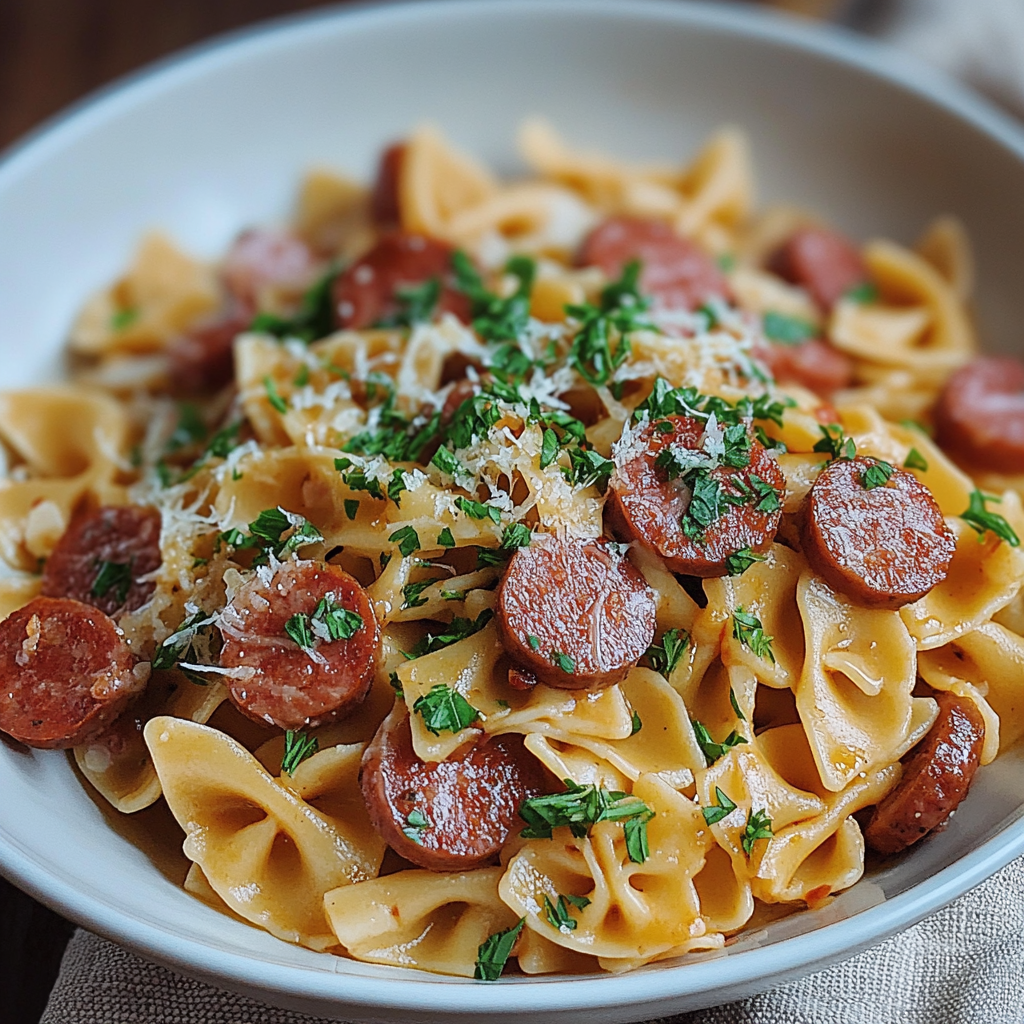 One-Pot Sauerkraut and Kielbasa Pasta