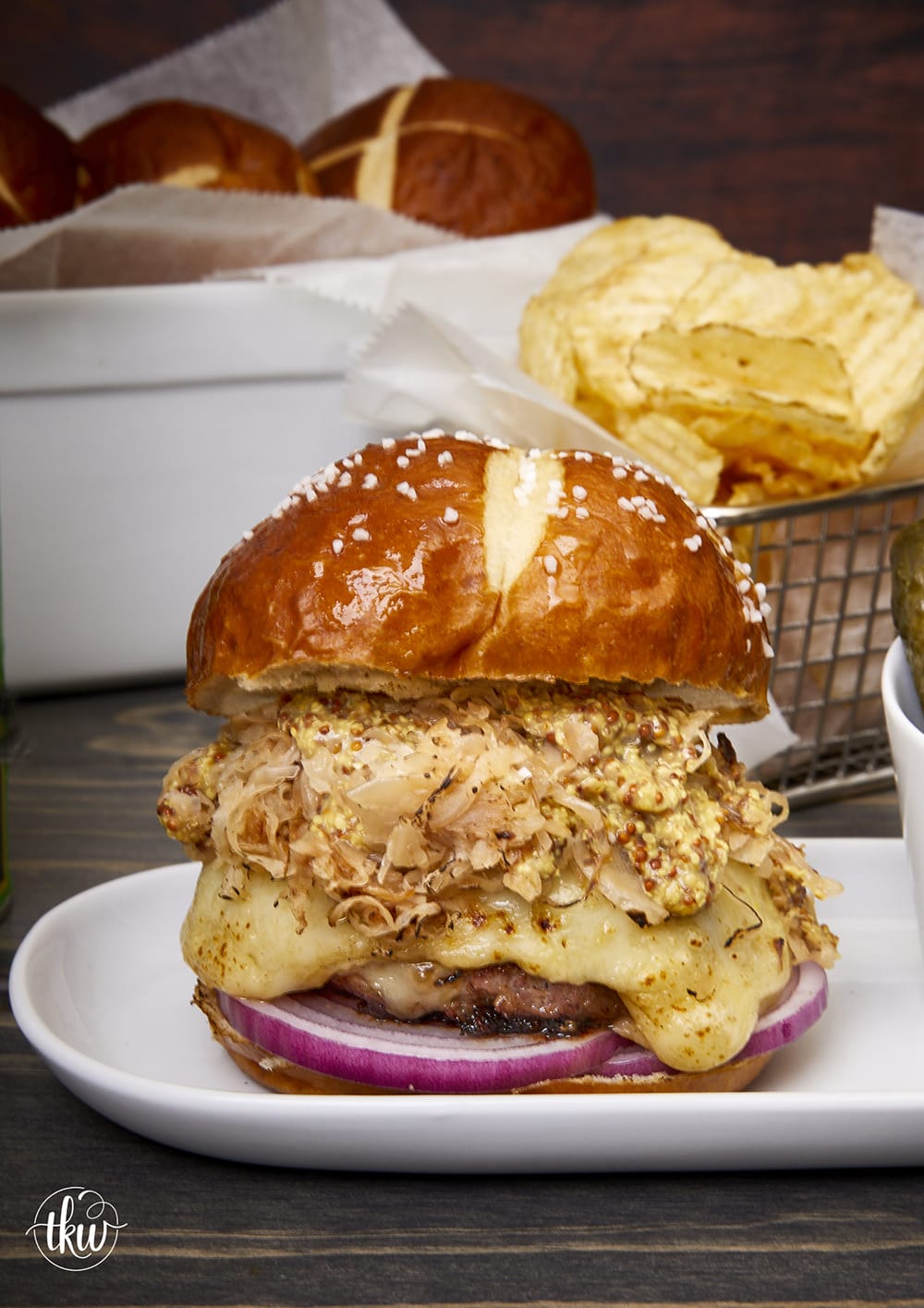 Grilled Bacon and Sauerkraut Cheeseburgers