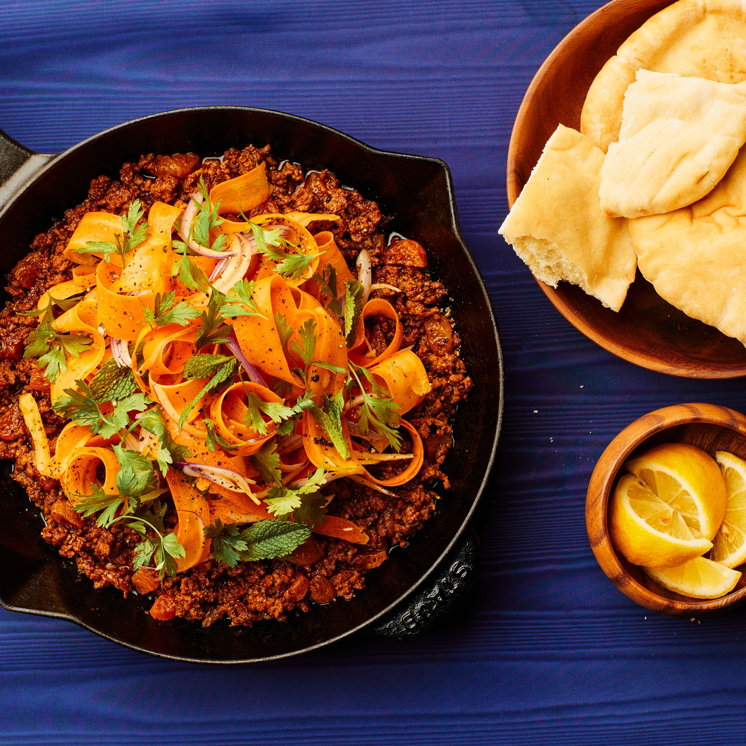 Spiced Lamb and Shaved Carrot Salad with Mint and Lemon