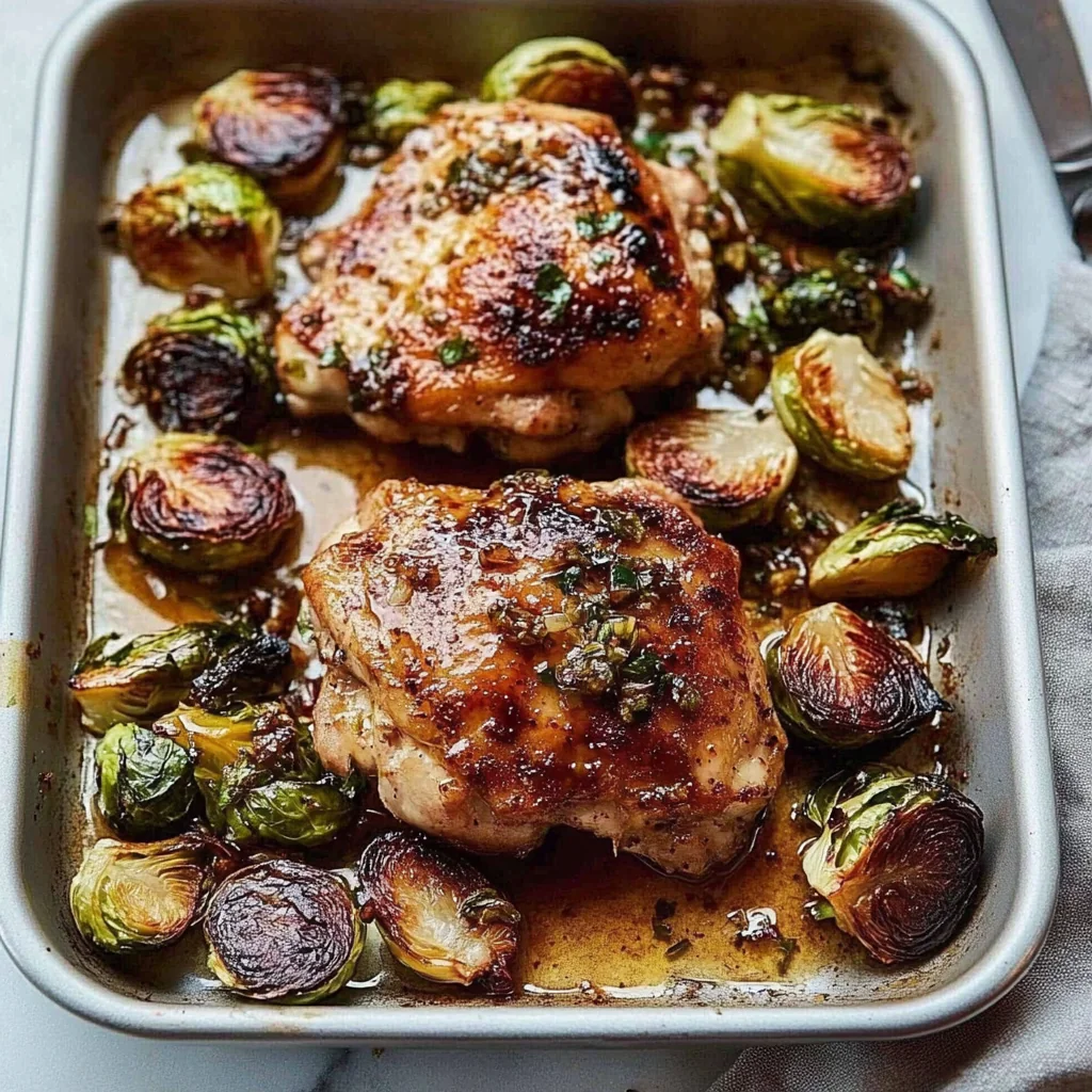 Sautéed Chicken Thighs with Roasted Brussels Sprouts and Apple
