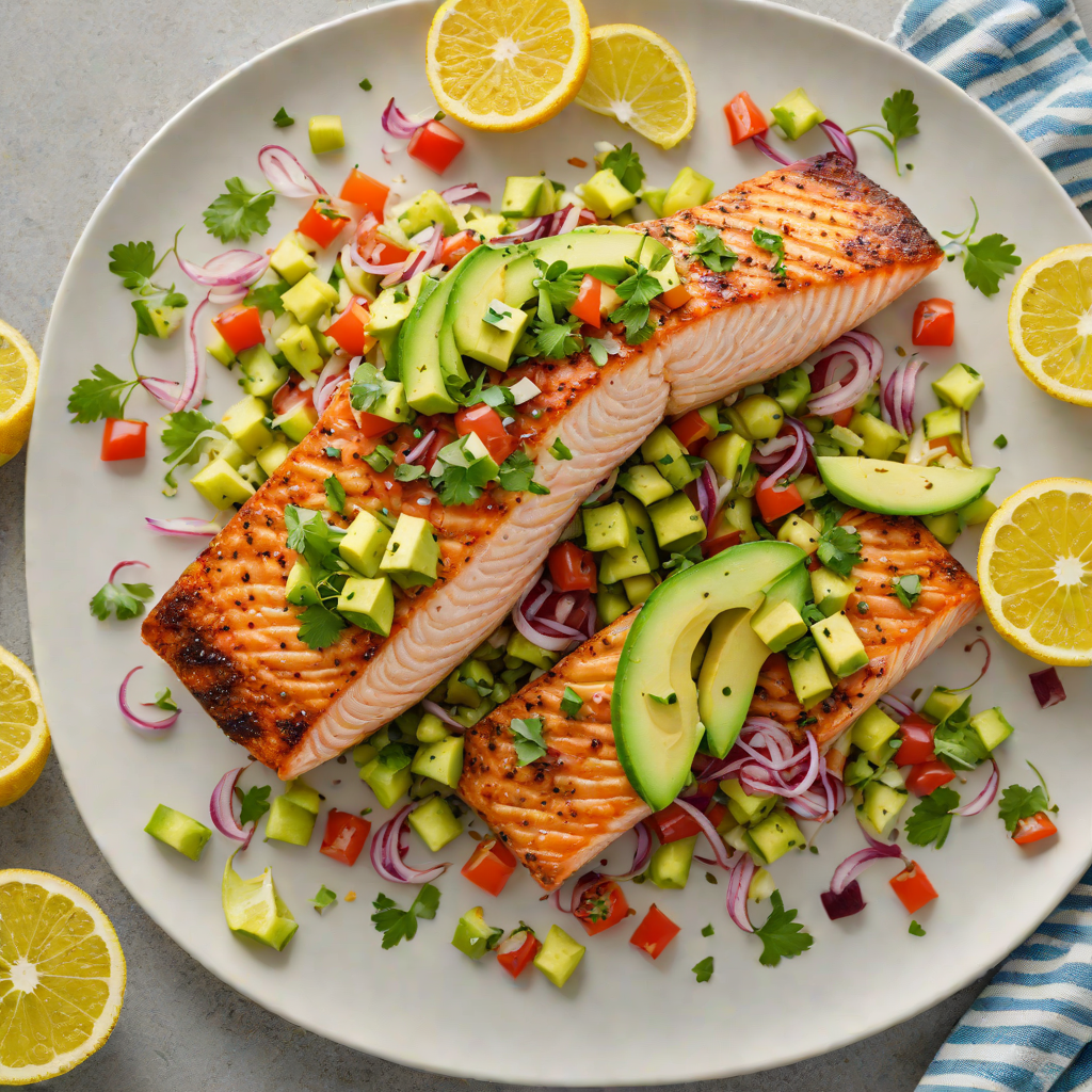 Grilled Citrus-Herb Salmon with Avocado Salsa