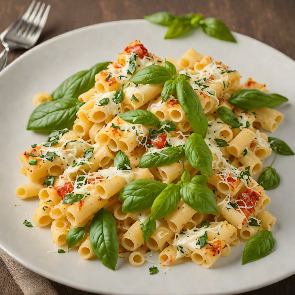 Baked Four-Cheese Pasta with Fresh Basil