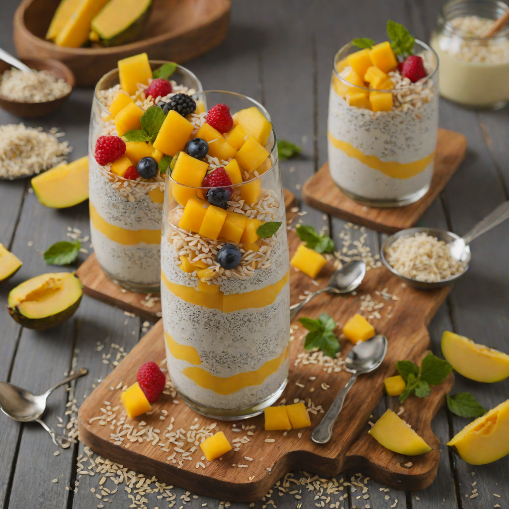 Four-Layer Mango and Coconut Chia Pudding Parfait