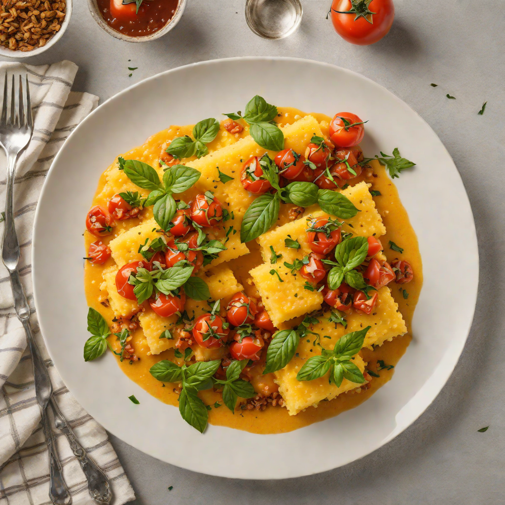 Baked Italian Herb-Infused Polenta with Tomato Ragù