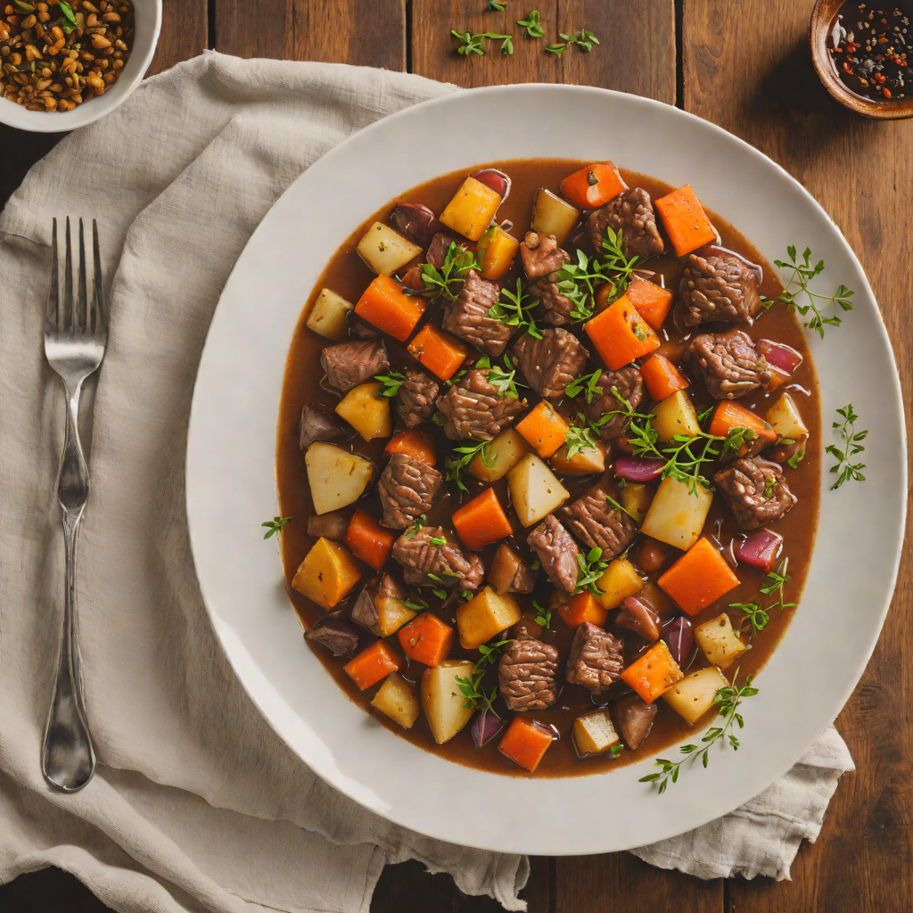 Whiskey-Infused Beef Stew with Roasted Root Vegetables
