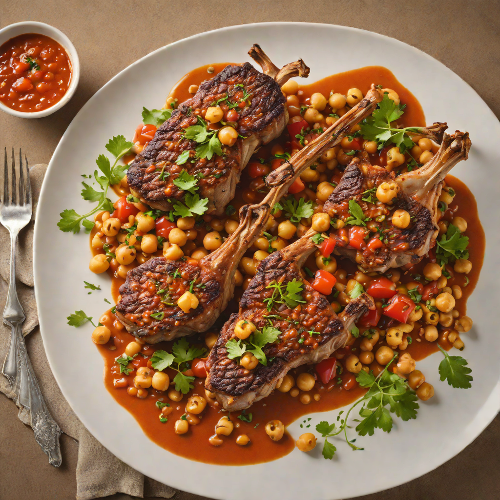 Harissa-Rubbed Lamb Chops with Chickpea and Tomato Stew