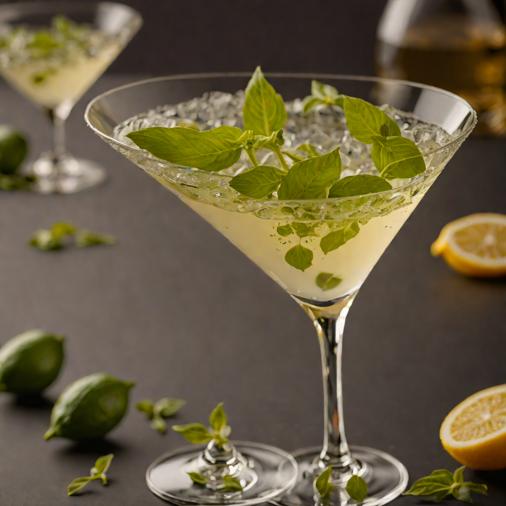 Basil-Infused Gin Martini with Lemon Zest