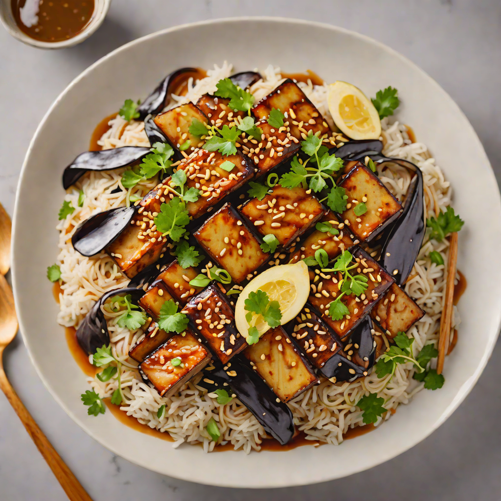 Interactive Visualization-Inspired Miso-Glazed Eggplant Donburi