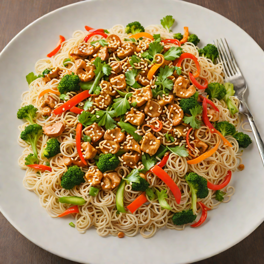 Vegetable Stir-Fry with Peanut Sauce and Rice Noodles